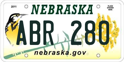 NE license plate ABR280