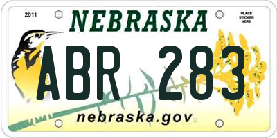 NE license plate ABR283