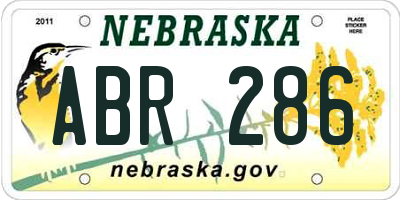 NE license plate ABR286