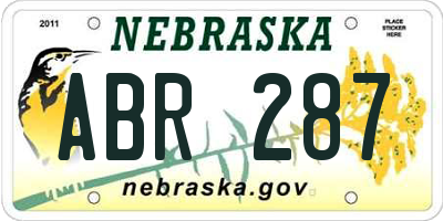 NE license plate ABR287