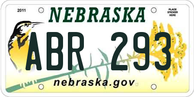 NE license plate ABR293