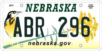 NE license plate ABR296