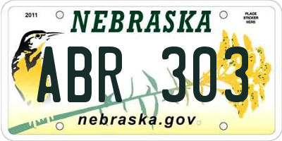 NE license plate ABR303