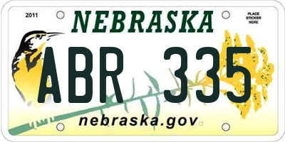 NE license plate ABR335