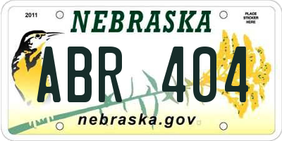 NE license plate ABR404