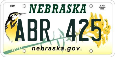 NE license plate ABR425