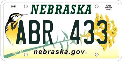 NE license plate ABR433