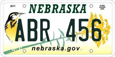 NE license plate ABR456