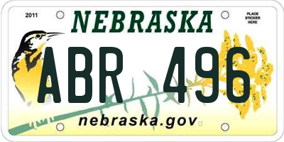 NE license plate ABR496