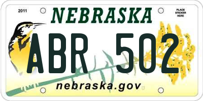 NE license plate ABR502