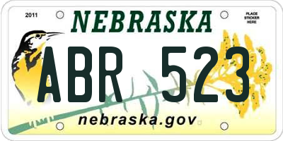 NE license plate ABR523