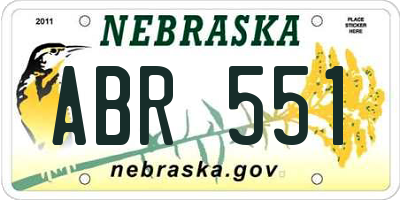 NE license plate ABR551