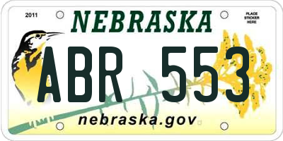 NE license plate ABR553