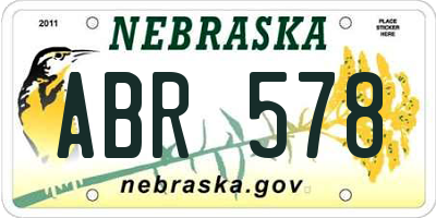 NE license plate ABR578