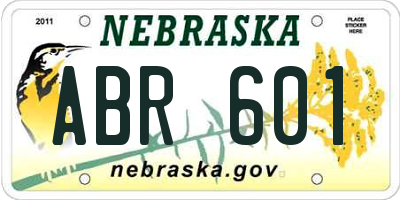 NE license plate ABR601