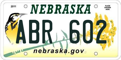 NE license plate ABR602