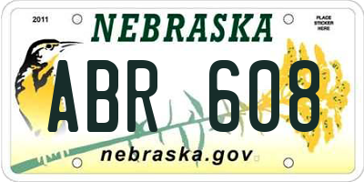 NE license plate ABR608