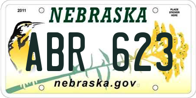 NE license plate ABR623