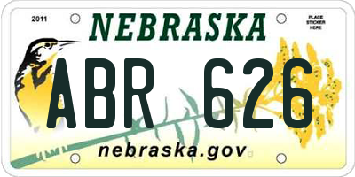 NE license plate ABR626