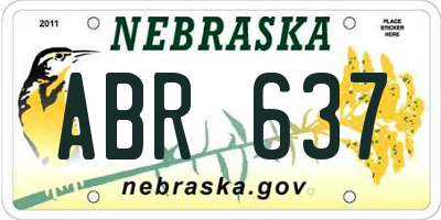 NE license plate ABR637