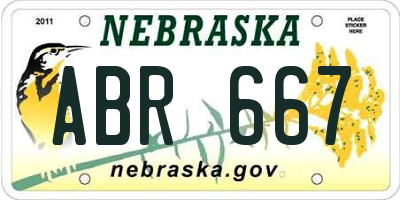 NE license plate ABR667