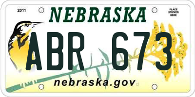 NE license plate ABR673