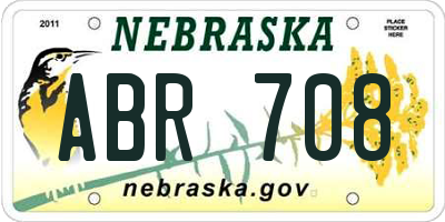 NE license plate ABR708