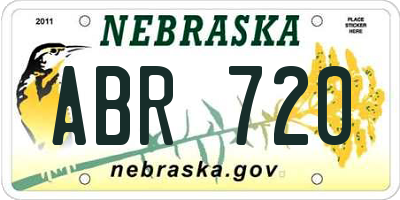 NE license plate ABR720