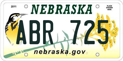 NE license plate ABR725