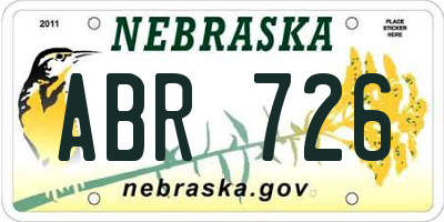 NE license plate ABR726