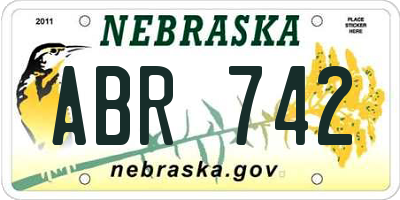 NE license plate ABR742