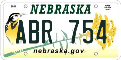 NE license plate ABR754