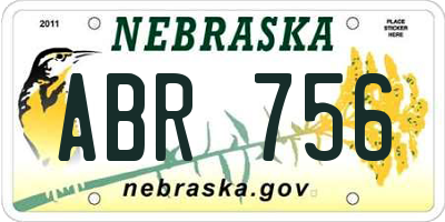 NE license plate ABR756