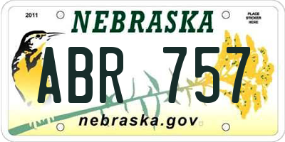 NE license plate ABR757