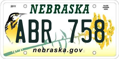 NE license plate ABR758