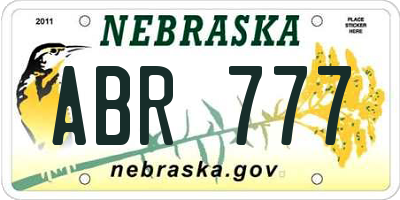 NE license plate ABR777