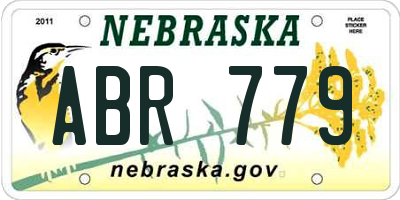 NE license plate ABR779