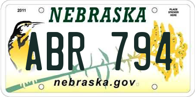 NE license plate ABR794