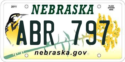 NE license plate ABR797