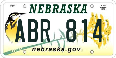 NE license plate ABR814