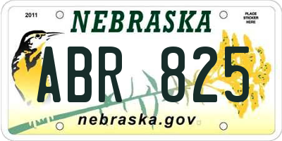 NE license plate ABR825