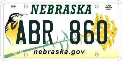 NE license plate ABR860