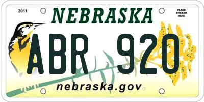 NE license plate ABR920