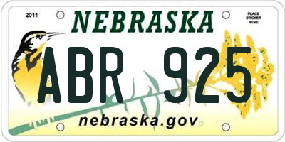 NE license plate ABR925