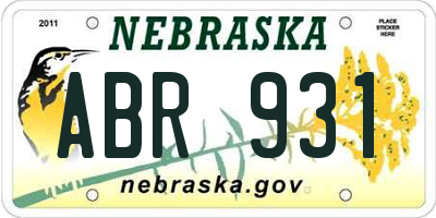 NE license plate ABR931