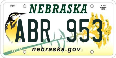 NE license plate ABR953