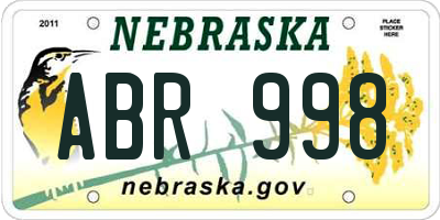 NE license plate ABR998