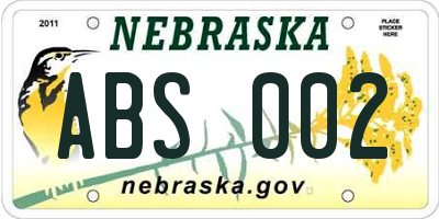 NE license plate ABS002