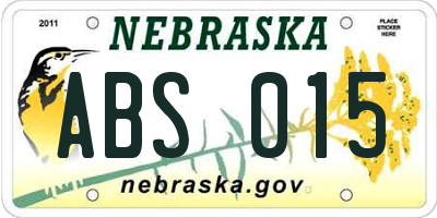 NE license plate ABS015