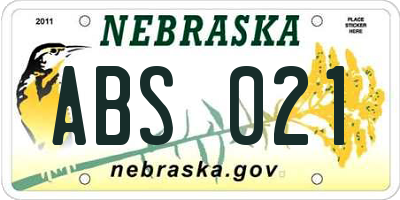 NE license plate ABS021